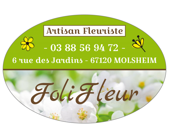 Étiquette fleuriste ovale fond vert