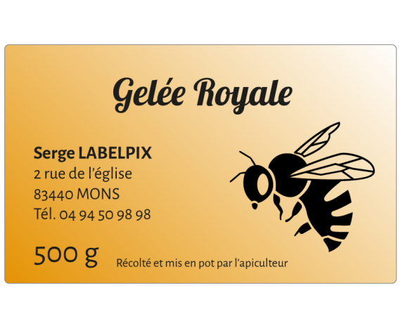 Étiquette miel gelée royale fond dégradé à personnaliser