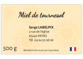 Étiquette miel de tournesol fond clair à personnaliser