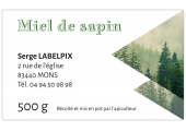 Étiquette miel de sapin triangles à personnaliser