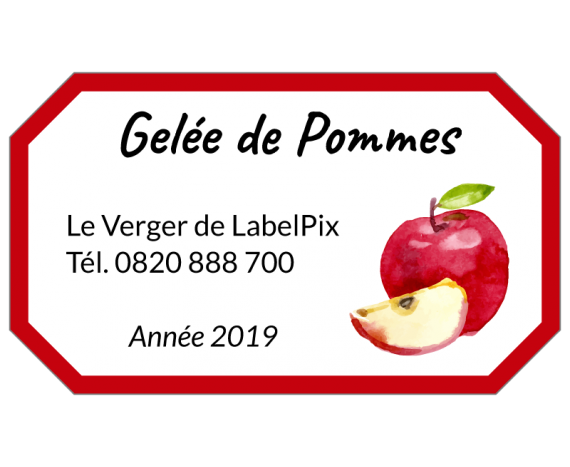 Étiquette gelée de pommes liseret rouge