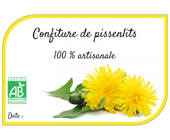 Étiquette confiture de pissenlits coins arrondis