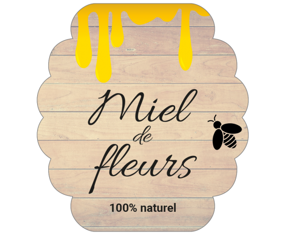 Étiquette miel de fleurs forme ruche