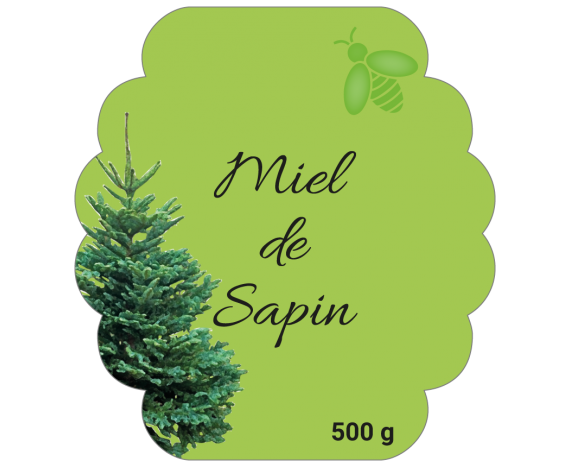 Étiquette miel de sapin forme ruche à personnaliser