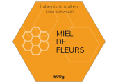 Étiquette hexagone miel de fleurs 