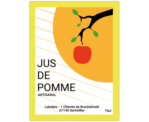 étiquette jus de pommes avec branche