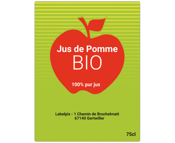 étiquette jus de pomme bio rouge vert