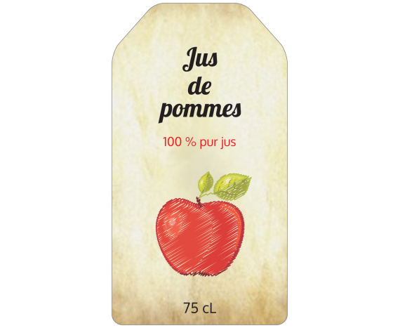Étiquette jus de pommes style ancien