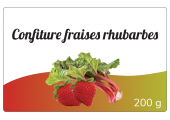 Confiture fraises rhubarbes - étiquette personnalisable