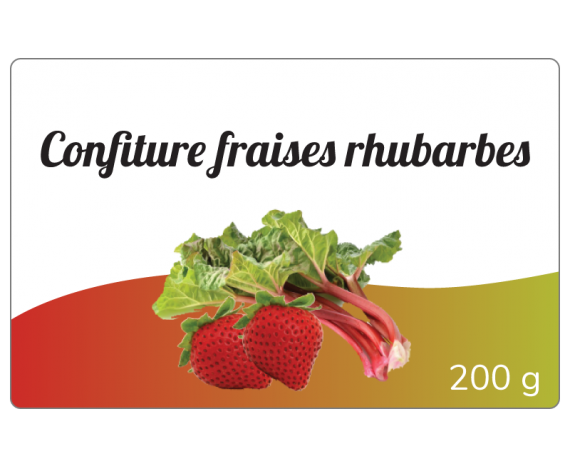 Confiture fraises rhubarbes - étiquette personnalisable