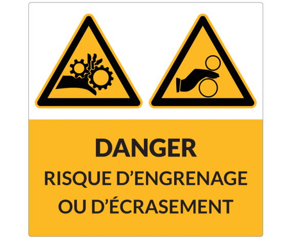 Autocollant Danger risque d'engrenage ou d'écrasement