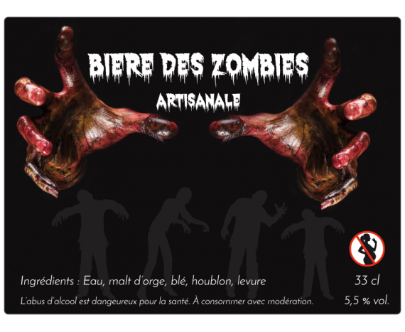 Bière des zombies - autocollant à personnaliser