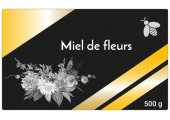 Étiquette miel de fleurs noire et or à personnaliser