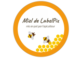 Autocollant circulaire miel de LabelPix contour orange