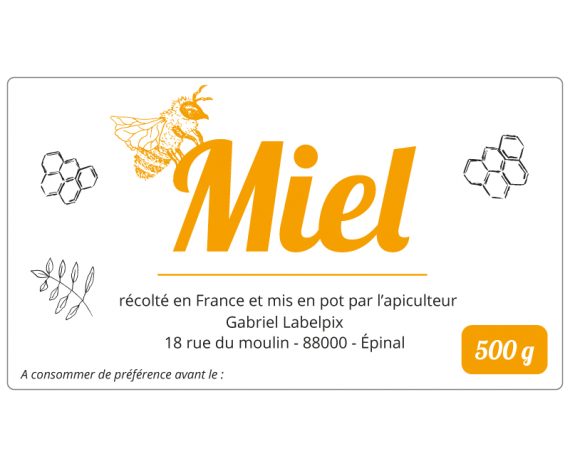 Autocollant miel à personnaliser 500 g 