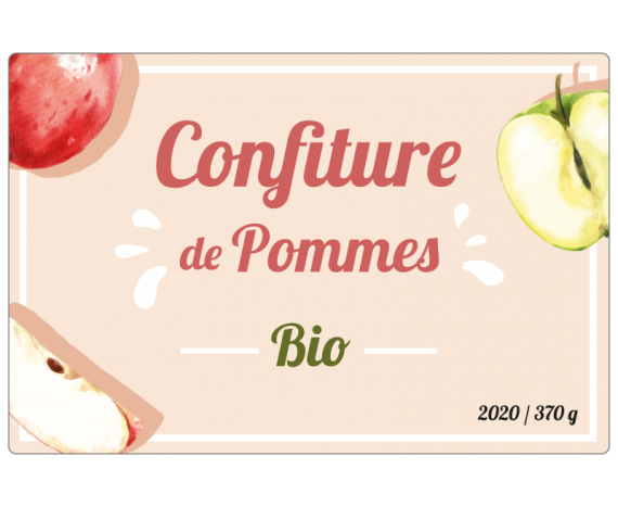 Confiture de pommes BIO - étiquette à personnaliser