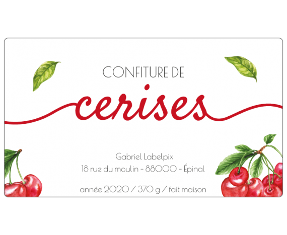 Étiquette adhésive confiture de cerises