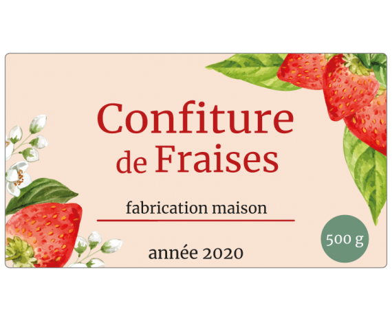 Confiture de fraises - étiquette à personnaliser