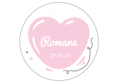 Sticker circulaire baptême " Romane"