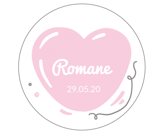 Sticker circulaire baptême " Romane"