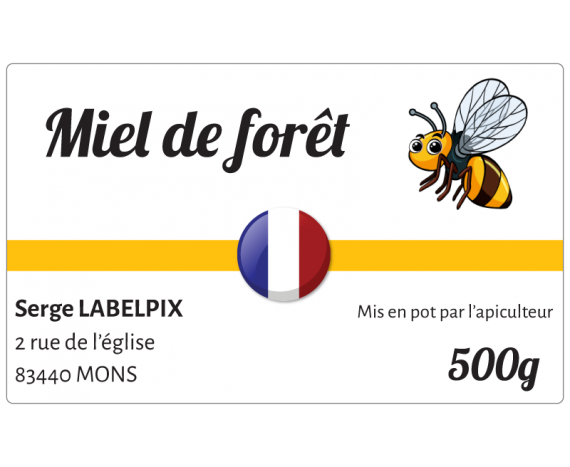 Autocollant miel de forêt français à personnaliser