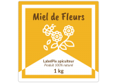 Autocollant carré à personnaliser - Miel de Fleurs 1 kg design