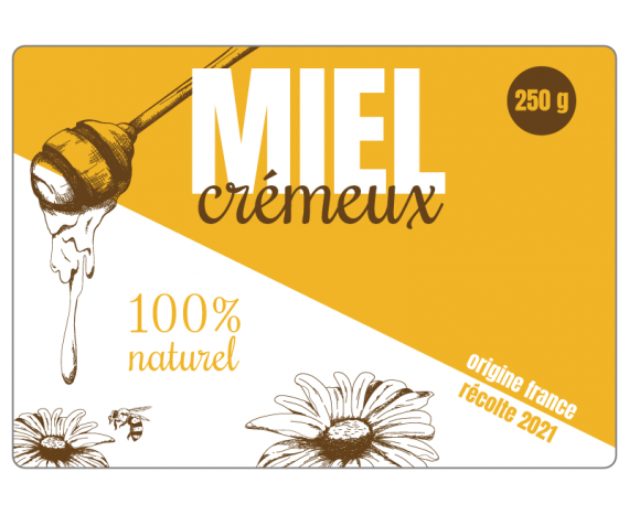 Autocollant miel crémeux naturel 250 g à personnaliser