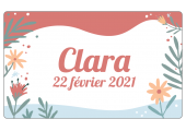 Étiquette fleurie - naissance Clara 