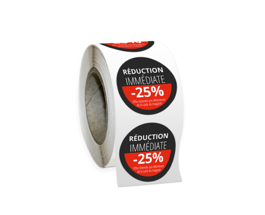 Étiquette Réduction immédiate 25%