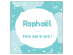 Étiquette carrée anniversaire Raphaël à personnaliser