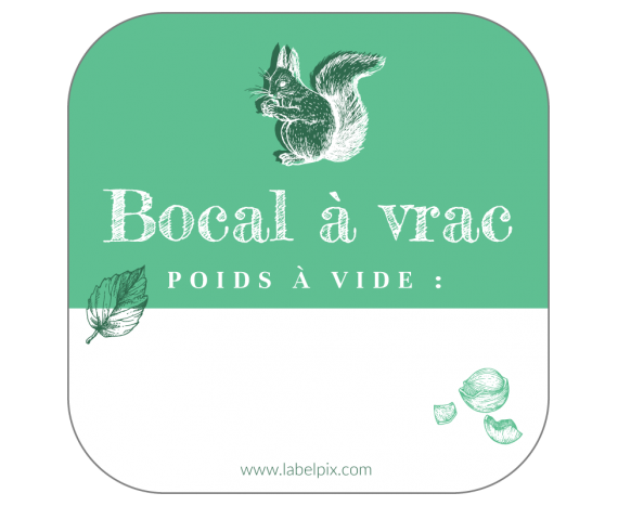 Étiquette carrée "Bocal à vrac" vert