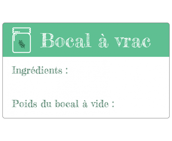 Étiquette à compléter "Bocal à vrac" vert