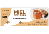 Autocollant Miel de Fleurs 500g à personnaliser