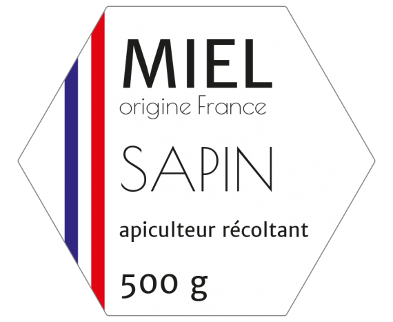 Étiquette hexagonale miel de sapin 500 g à personnaliser