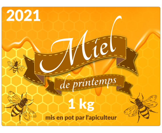 Miel de printemps ruche 1 kg à personnaliser en ligne 