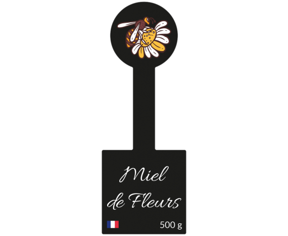 Étiquette noire miel de fleurs à personnaliser en ligne