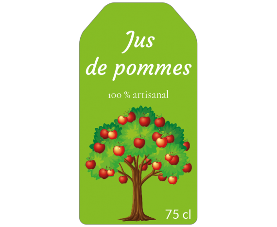 Étiquette verte jus de pommes 75 cL à personnaliser en ligne