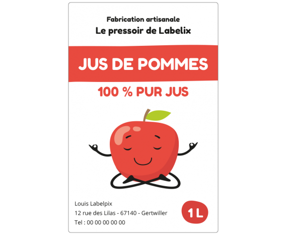 Autocollant de bouteille de jus de pomme 1L à personnaliser en ligne