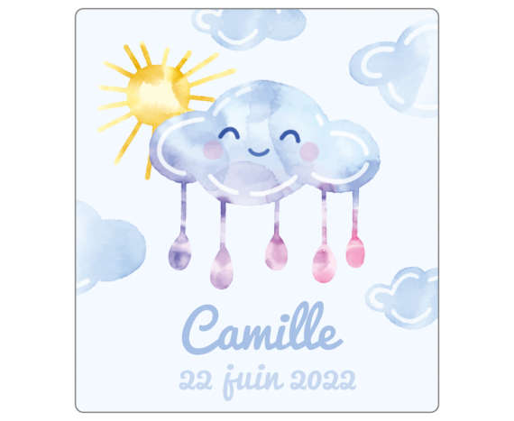 Sticker baptême Camille à personnaliser