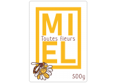 Étiquette miel toutes fleurs 500g à personnaliser en ligne