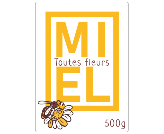 Étiquette miel toutes fleurs 500g à personnaliser en ligne