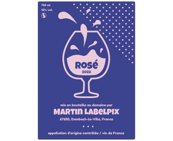 Étiquette adhésive à personnaliser pour bouteille de rosé