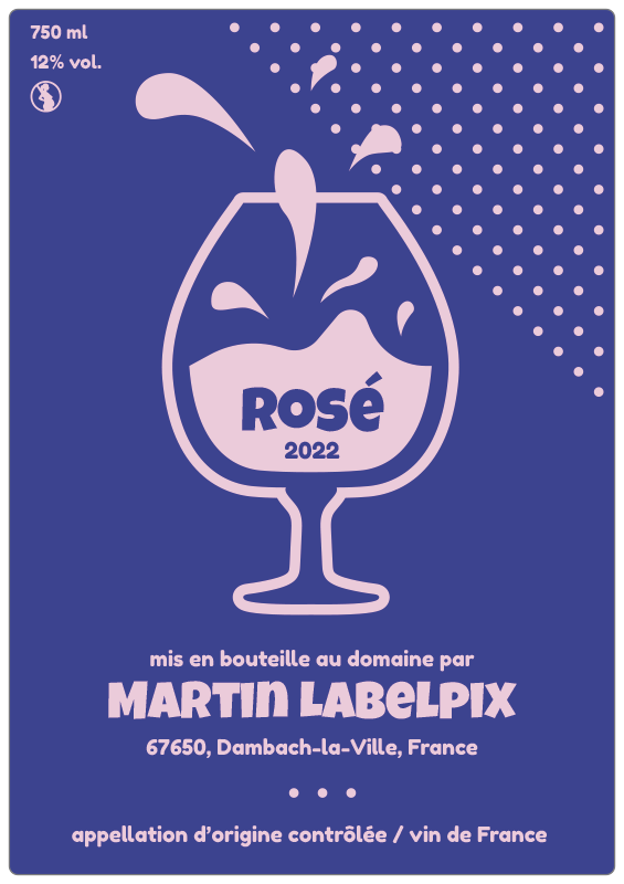 Étiquette à personnaliser en ligne pour bouteille de rosé sur Lablepix