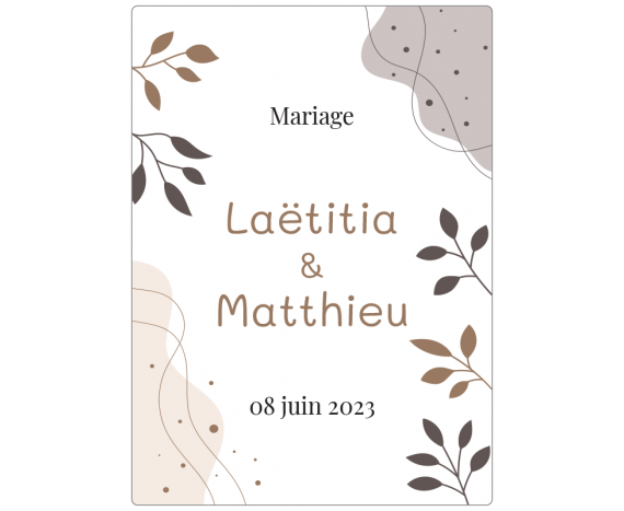 Étiquette mariage Laëtitia & Matthieu à personnaliser