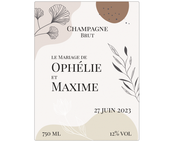 Étiquette de mariage design à personnaliser en ligne - Ophélie et Maxime