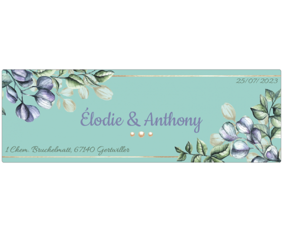 Étiquette de mariage à personnaliser - Élodie et Anthony