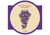 Étiquette personnalisable pour jus de raisin 33 cl