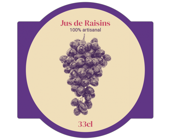 Étiquette personnalisable pour jus de raisin 33 cl