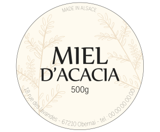 Étiquette ronde pour pot de miel d'acacia à personnaliser
