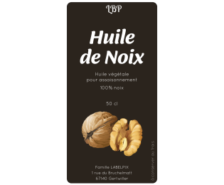 Étiquette pour huile de noix au design élégant et épuré